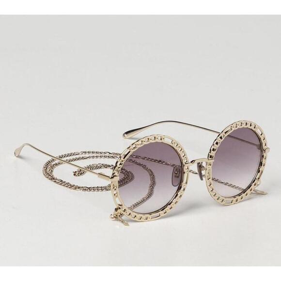 NWT Gucci GG1113S-002-53 Gold Round 53mm Sunglasses